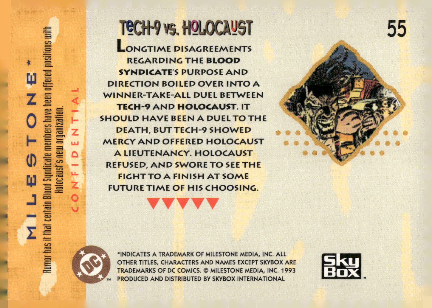 1993 SkyBox Milestone: The Dakota Universe #55 Tech-9 vs. Holocaust