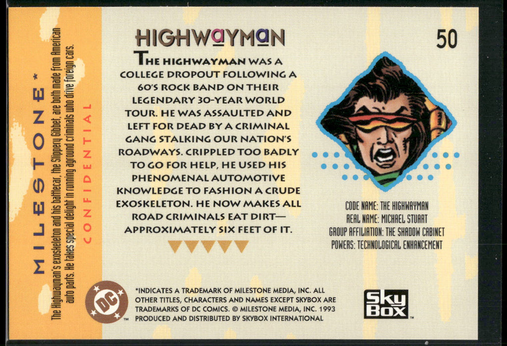 1993 SkyBox Milestone: The Dakota Universe #50 Highwayman