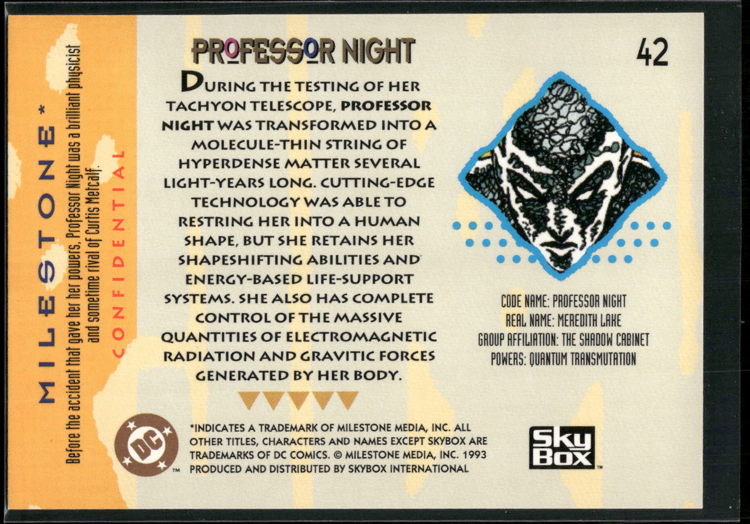 1993 SkyBox Milestone: The Dakota Universe #42 Professor Night