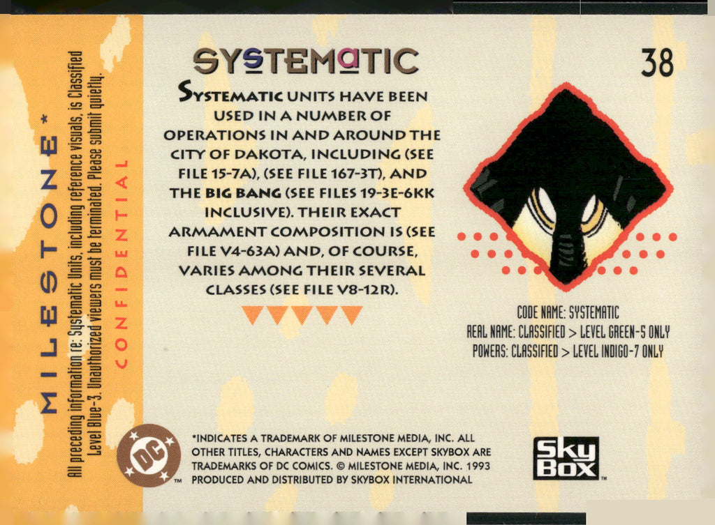 1993 SkyBox Milestone: The Dakota Universe #38 Systematic