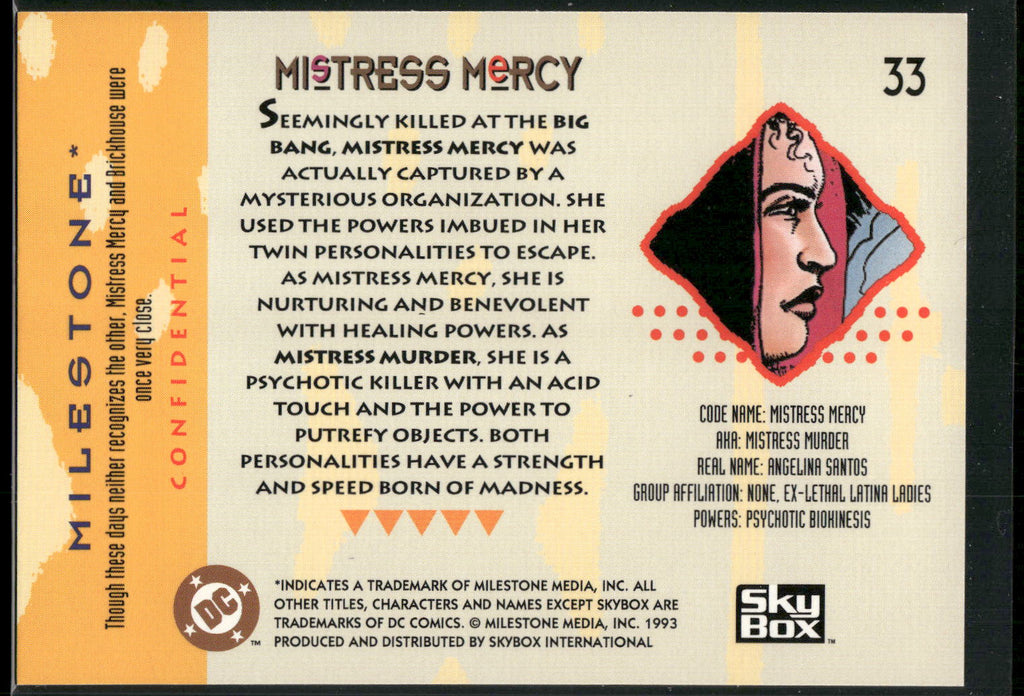 1993 SkyBox Milestone: The Dakota Universe #33 Mistress Mercy