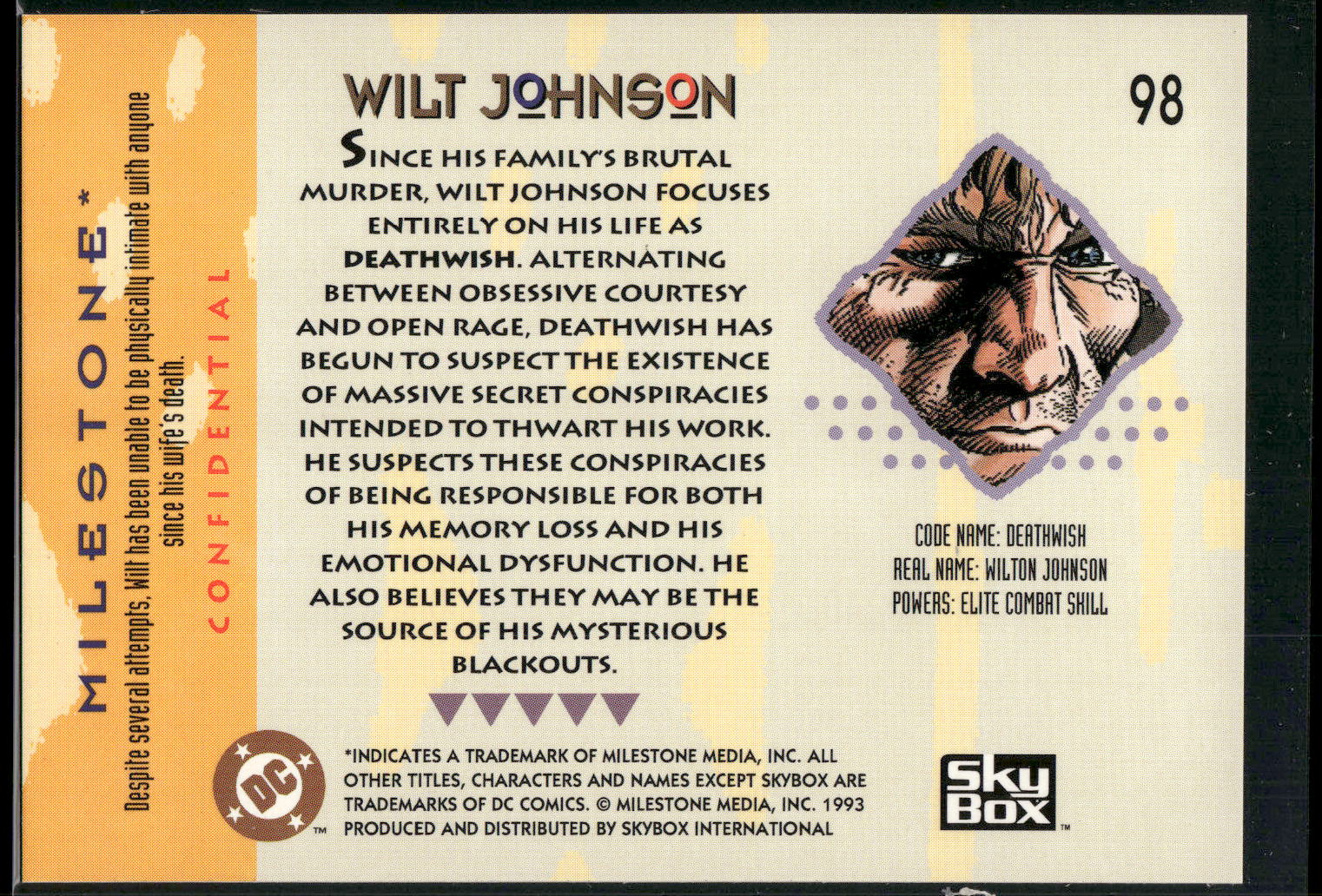 1993 SkyBox Milestone: The Dakota Universe #98 Wilt Johnson