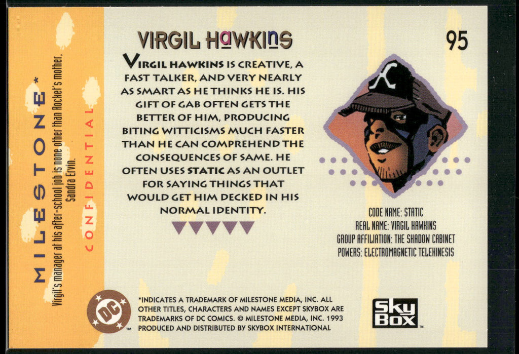 1993 SkyBox Milestone: The Dakota Universe #95 Virgil Hawkins