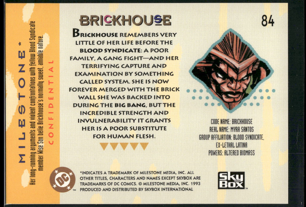 1993 SkyBox Milestone: The Dakota Universe #84 Brickhouse