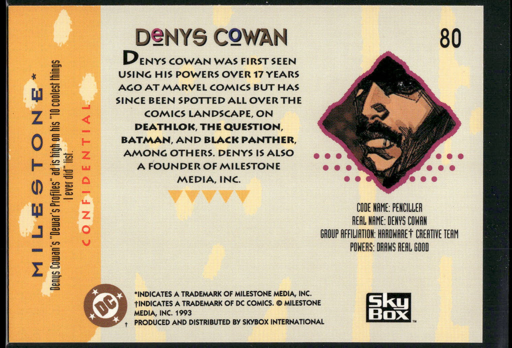 1993 SkyBox Milestone: The Dakota Universe #80 Denys Cowan