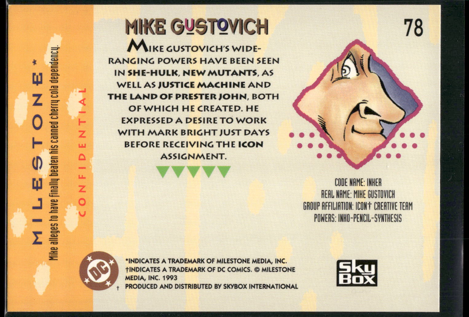 1993 SkyBox Milestone: The Dakota Universe #78 Mike Gustovich