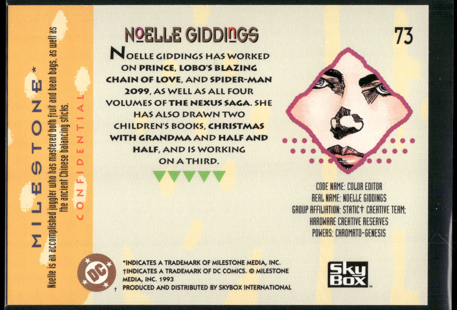 1993 SkyBox Milestone: The Dakota Universe #73 Noelle Giddings