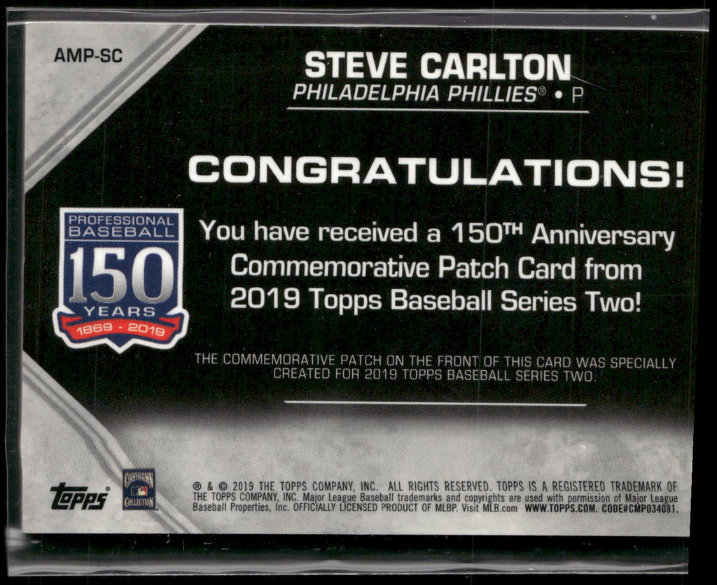 2019 Topps #AMP-SC Steve Carlton Commemorative Patches