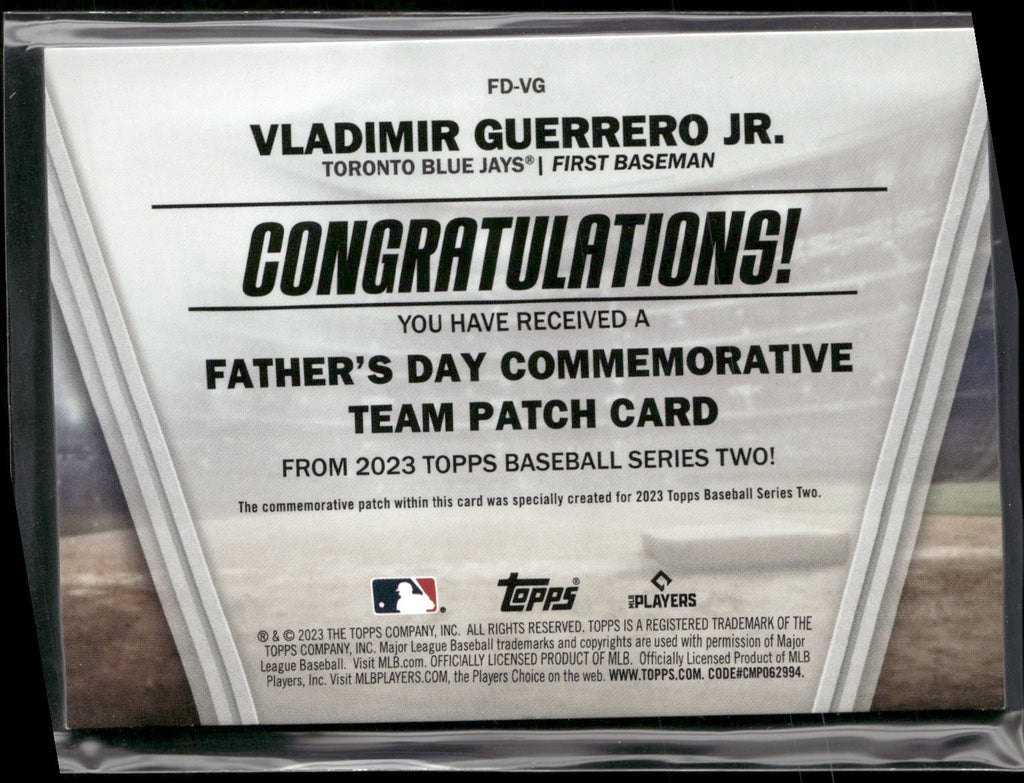 2023 Topps #FD-VG Vladimir Guerrero Jr. Father's Day Commemorative Team Patches