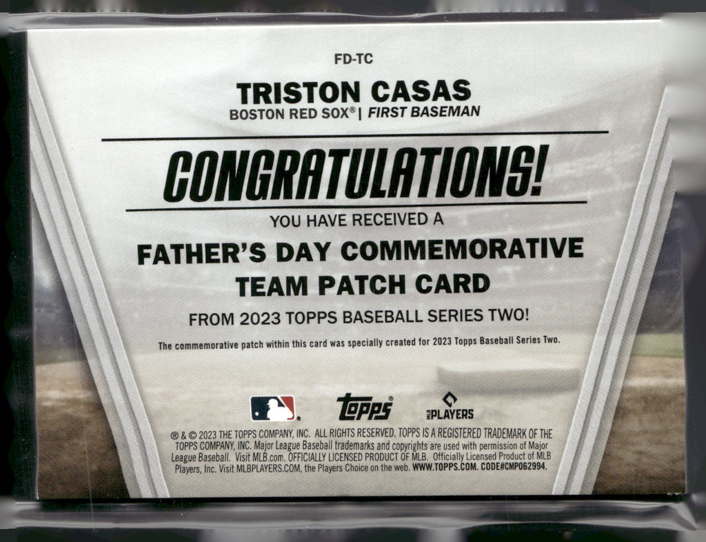 2023 Topps #FD-TC Triston Casas Father's Day Commemorative Team Patches