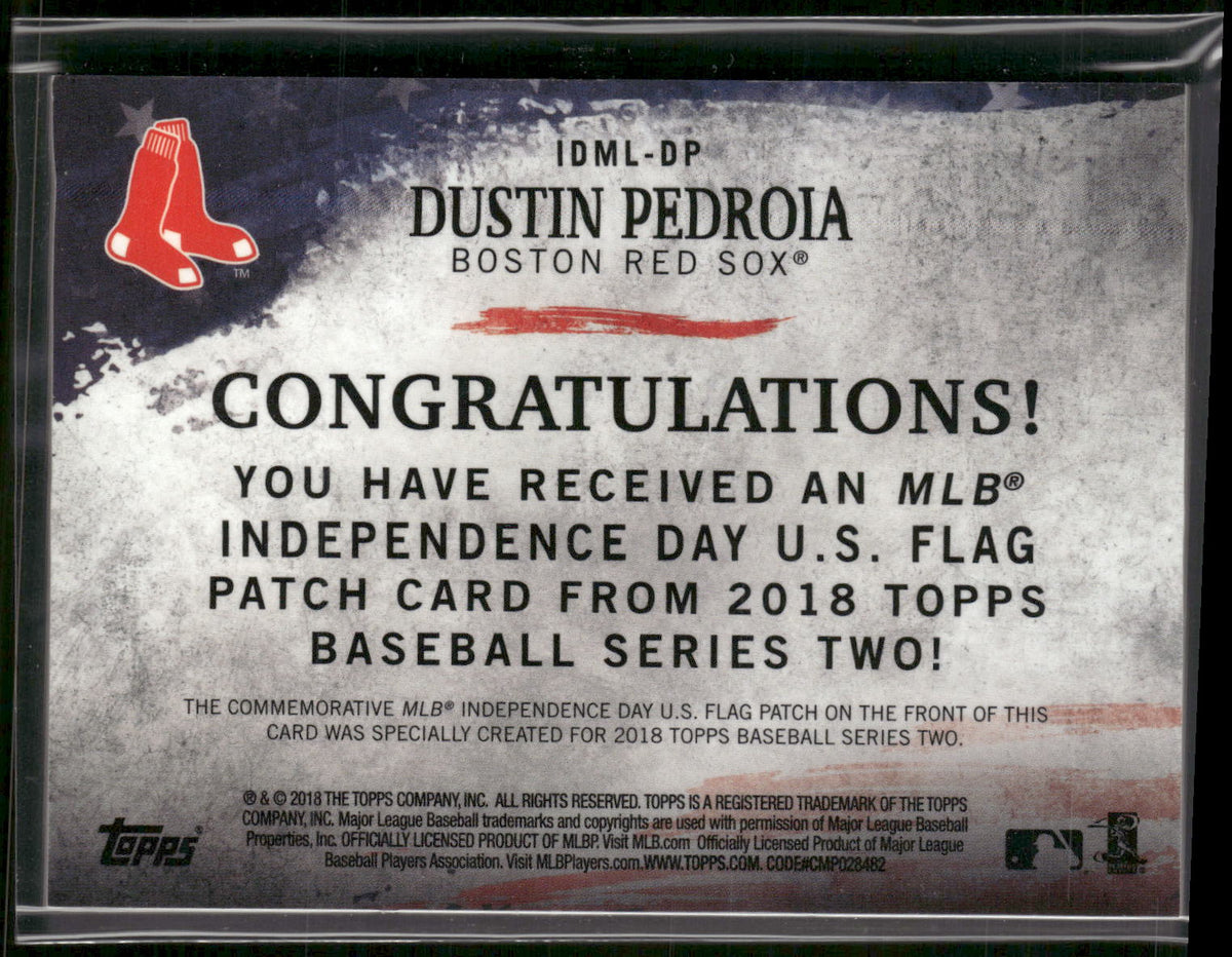 2018 Topps #IDML-DP Dustin Pedroia MLB Independence Day U.S. Flag Patch Relics