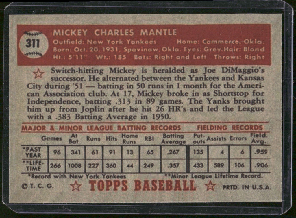 1983 BGHLI Reprint 1983 BGHLI Reprint 1952 Topps #311 Mickey Mantle