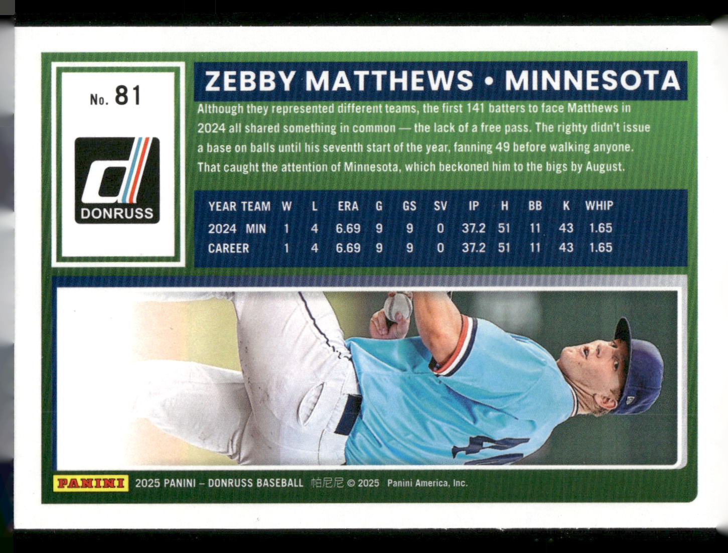 2025 Donruss #81 Zebby Matthews Liberty