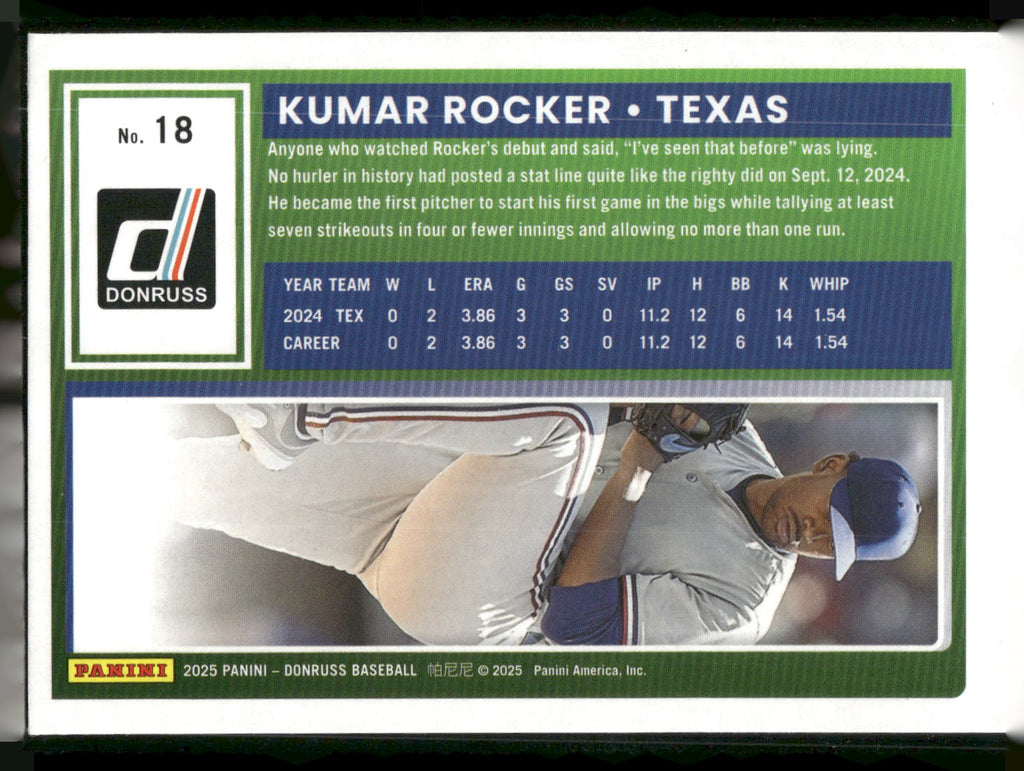 2025 Donruss #18 Kumar Rocker Green Laser