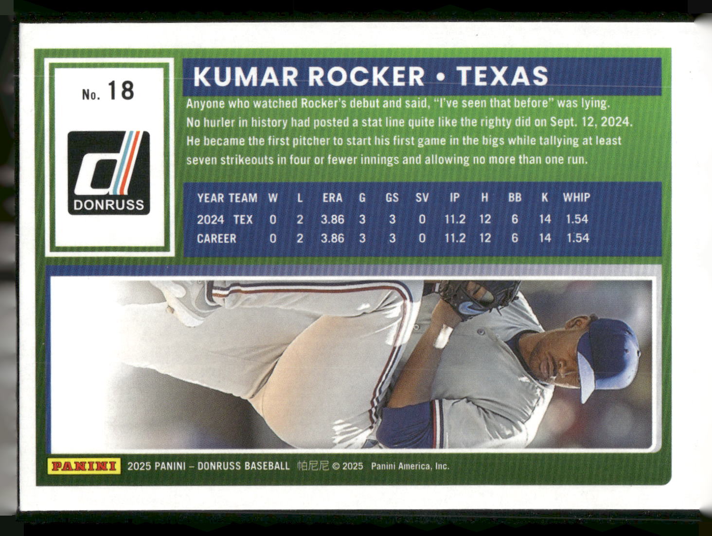 2025 Donruss #18 Kumar Rocker Green Laser