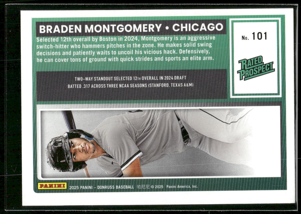 2025 Donruss #101 Braden Montgomery Green Laser