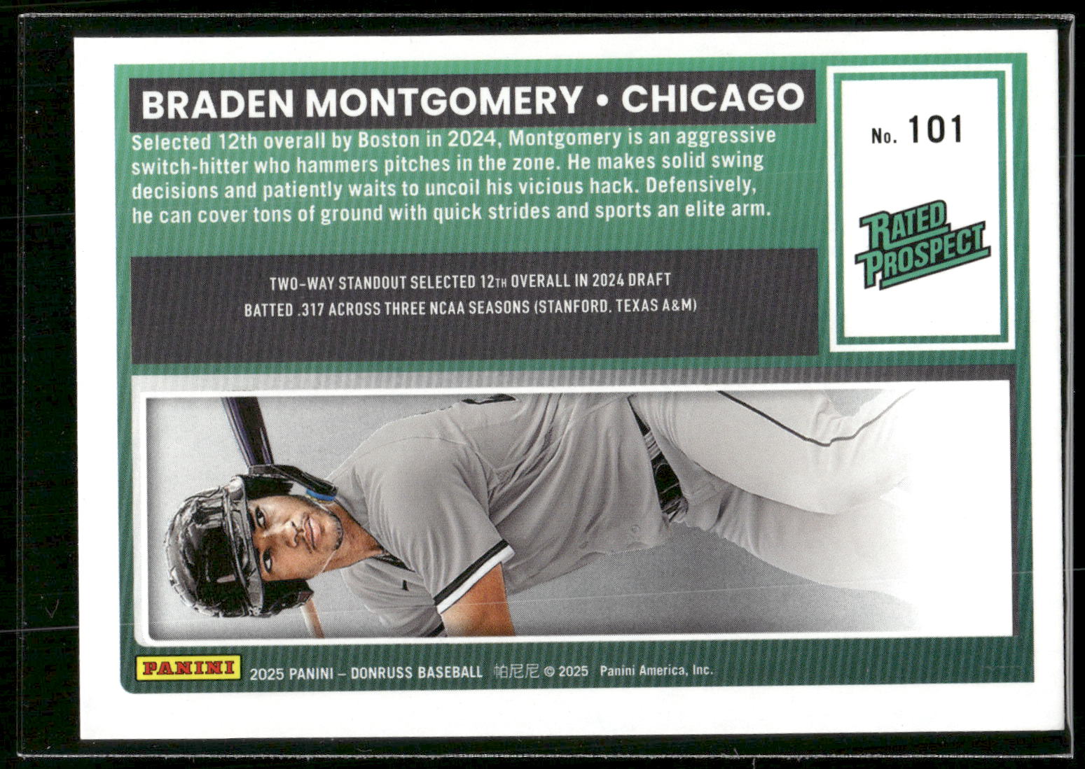 2025 Donruss #101 Braden Montgomery Green Laser