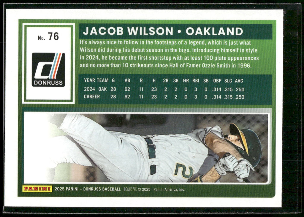 2025 Donruss #76 Jacob Wilson Green Laser