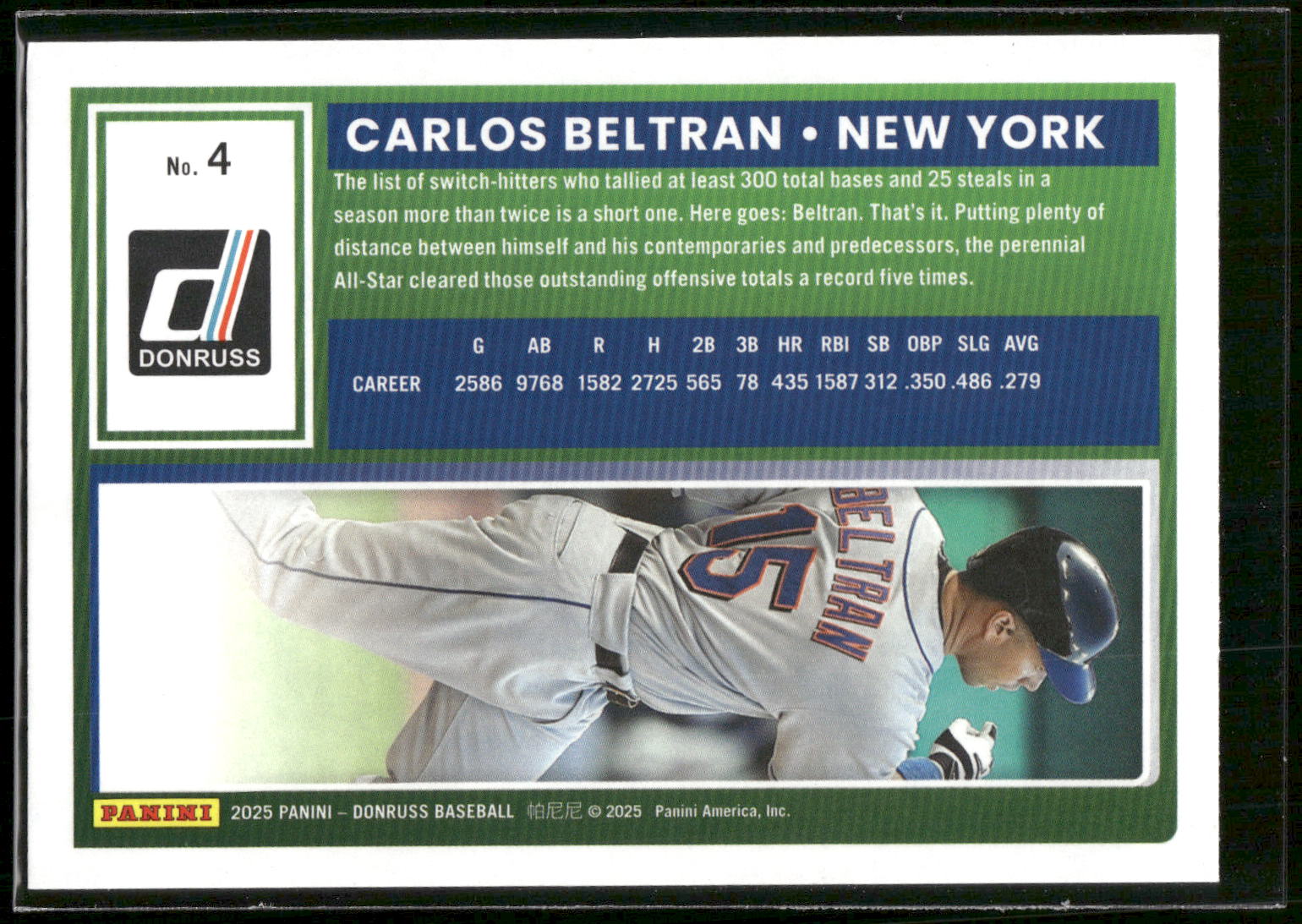 2025 Donruss #4 Carlos Beltran Red and Blue