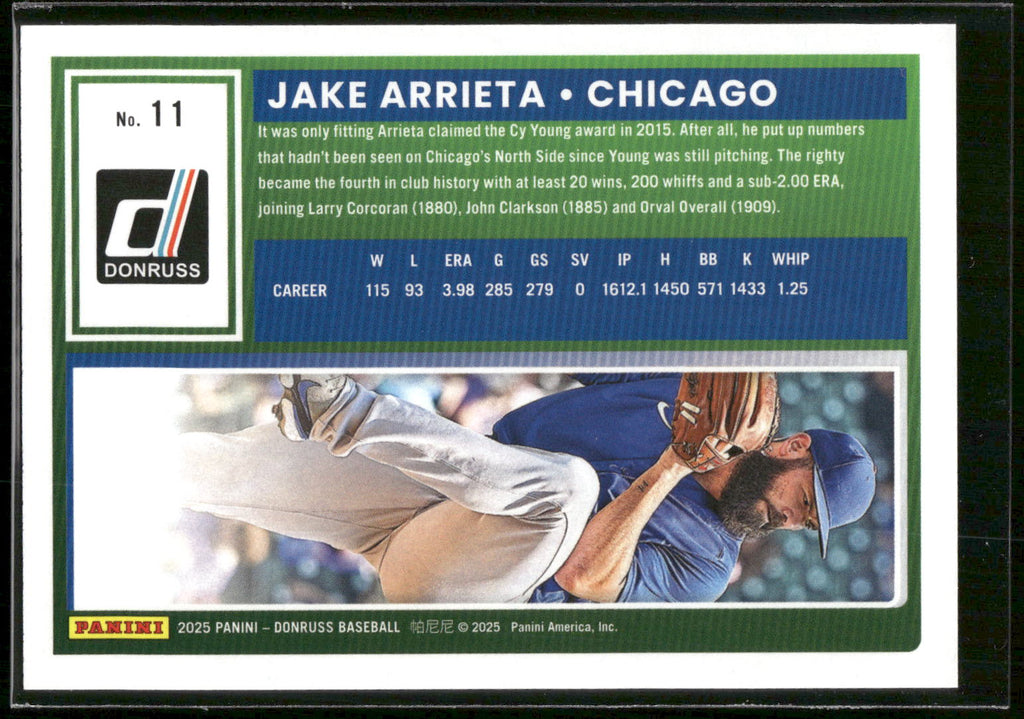 2025 Donruss #11 Jake Arrieta Red and Blue