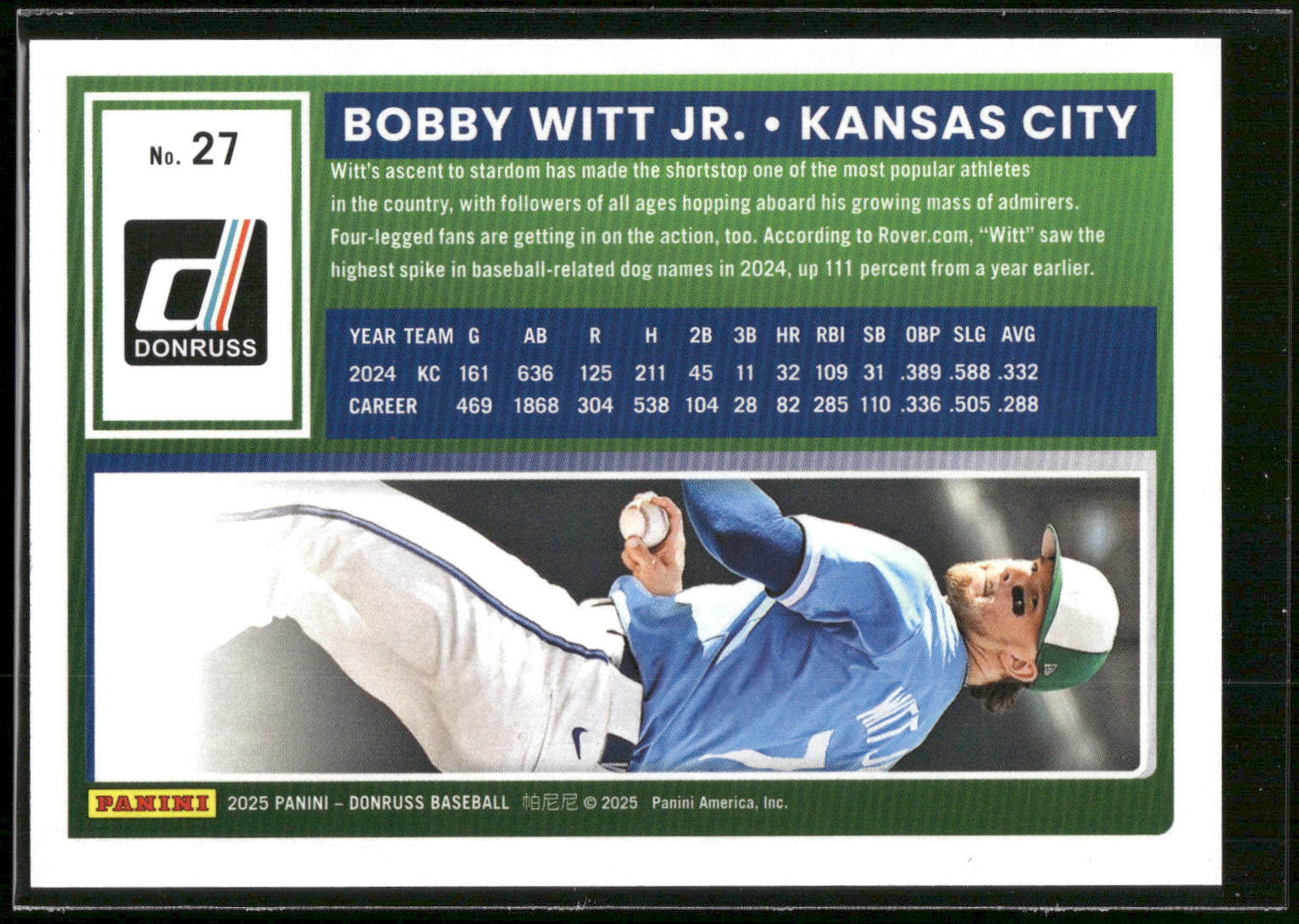 2025 Donruss #27 Bobby Witt Jr. Red and Blue