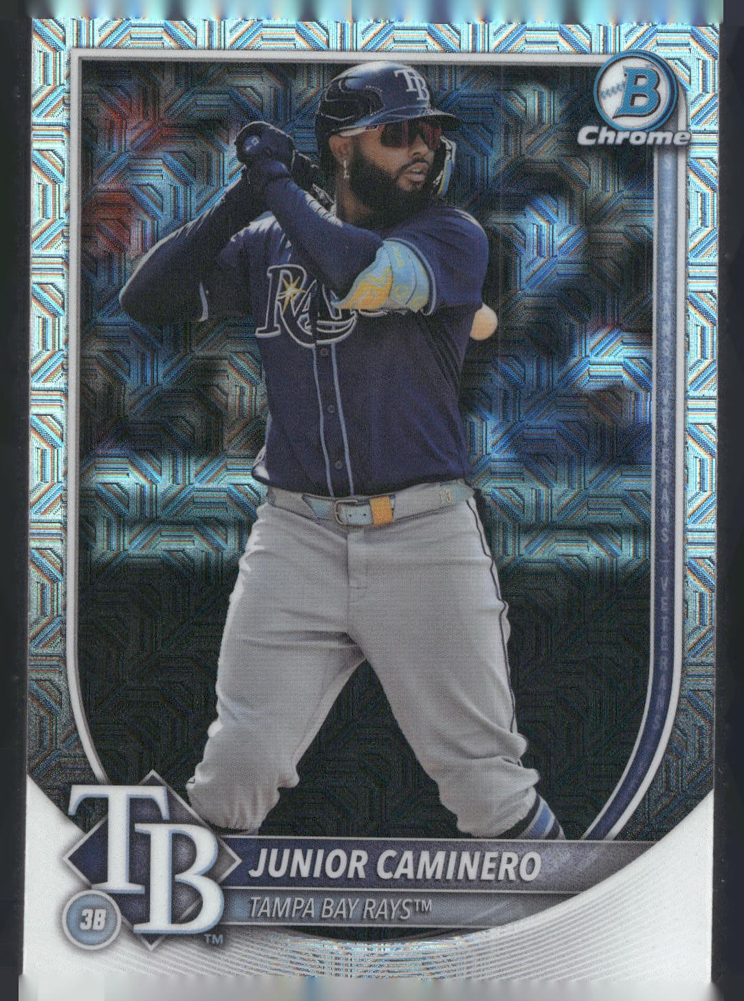 2025 Bowman #13 Junior Caminero Chrome Base Set Mega Refractor