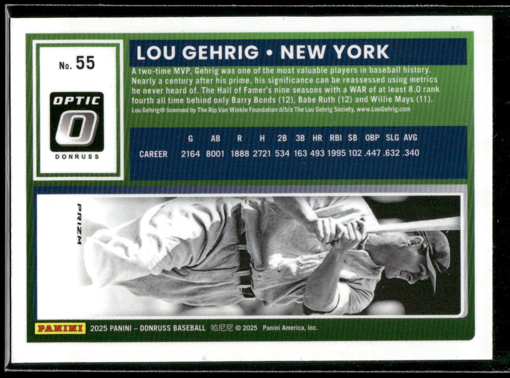 2025 Donruss #55 Lou Gehrig Optic Blue Velocity
