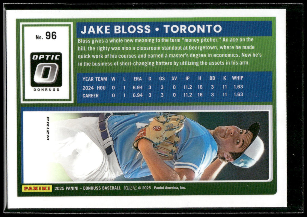2025 Donruss #96 Jake Bloss Optic Blue Velocity