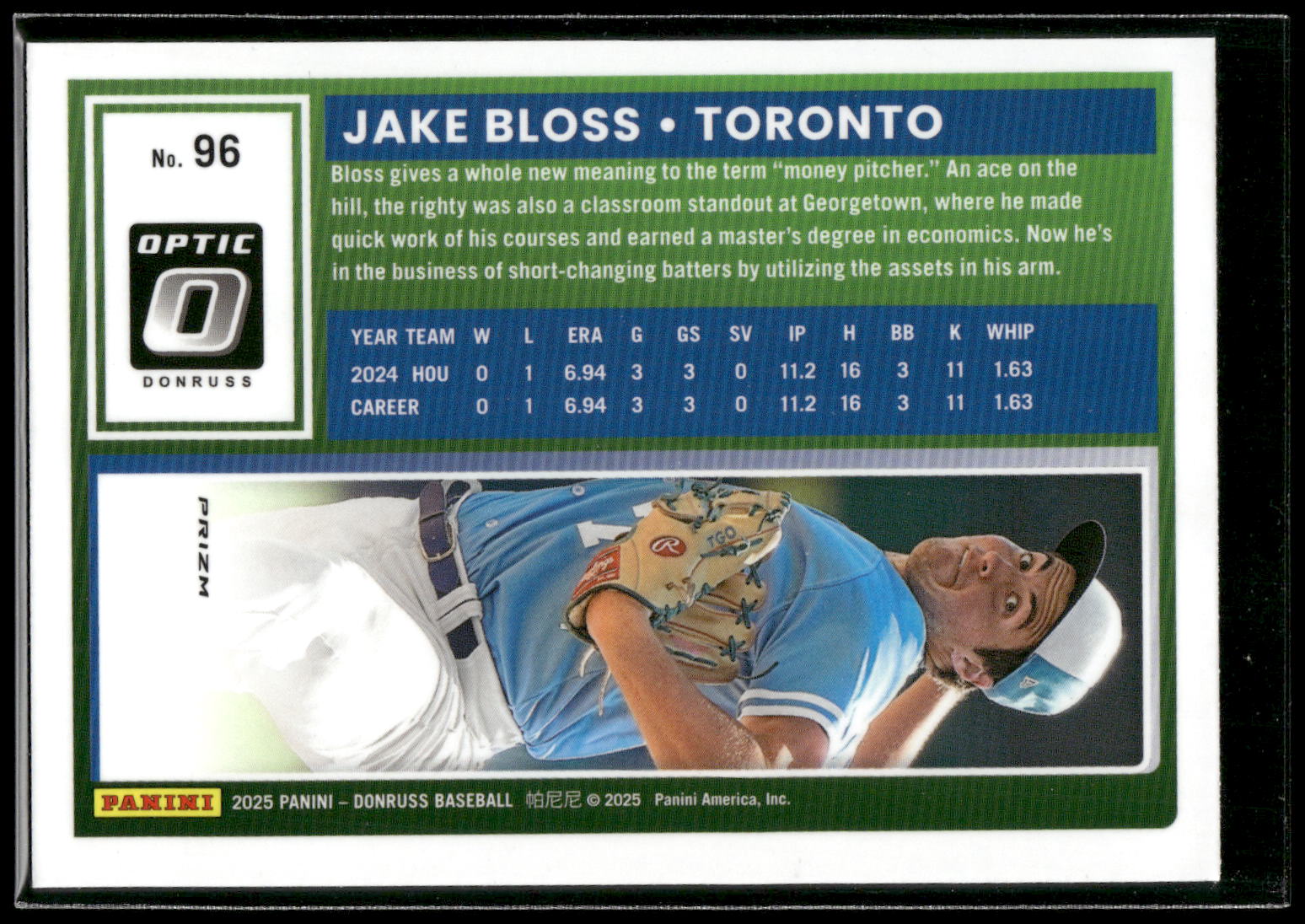 2025 Donruss #96 Jake Bloss Optic Blue Velocity