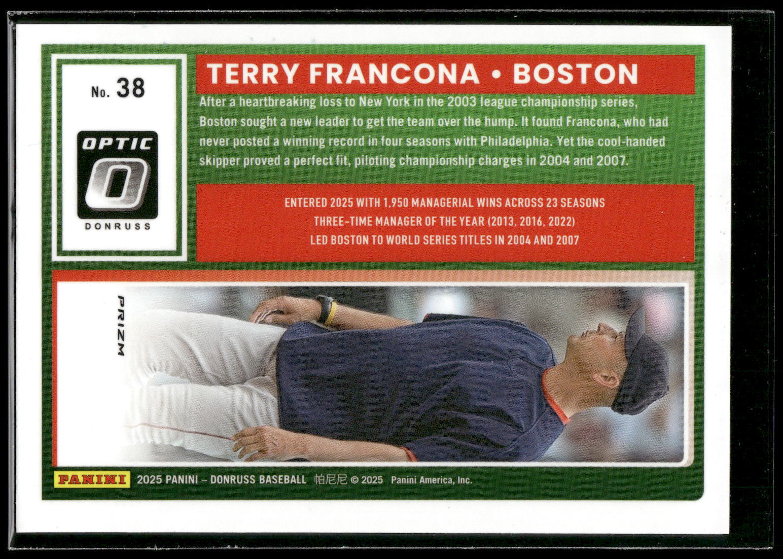 2025 Donruss #38 Terry Francona Optic Blue Velocity