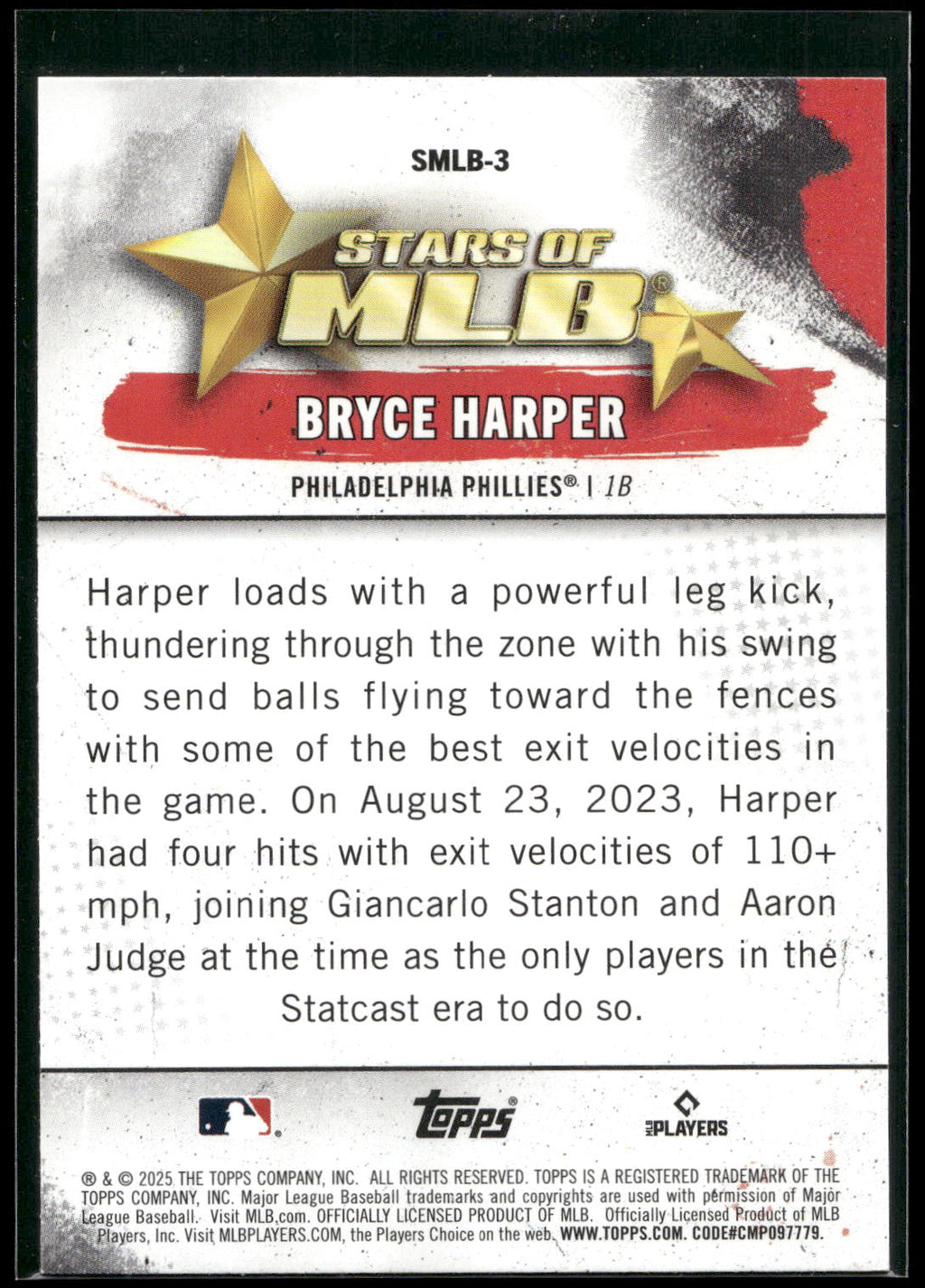 2025 Topps #SMLB-3 Bryce Harper Stars of MLB