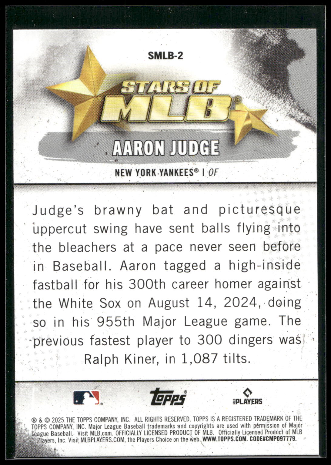 2025 Topps #SMLB-2 Aaron Judge Stars of MLB