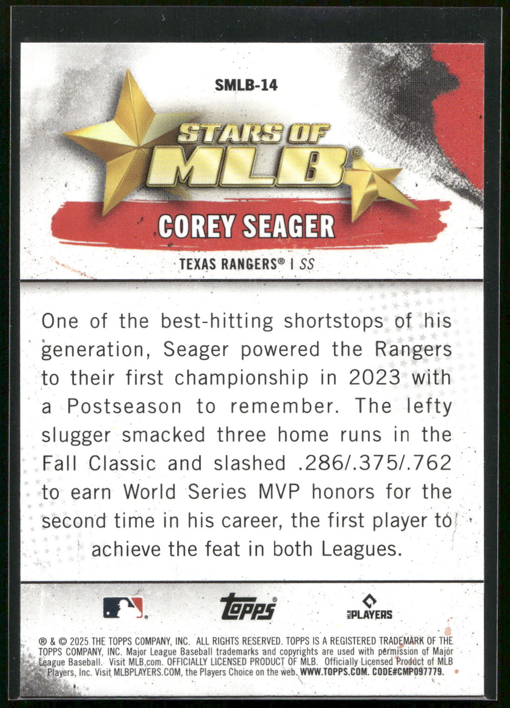 2025 Topps #SMLB-14 Corey Seager Stars of MLB