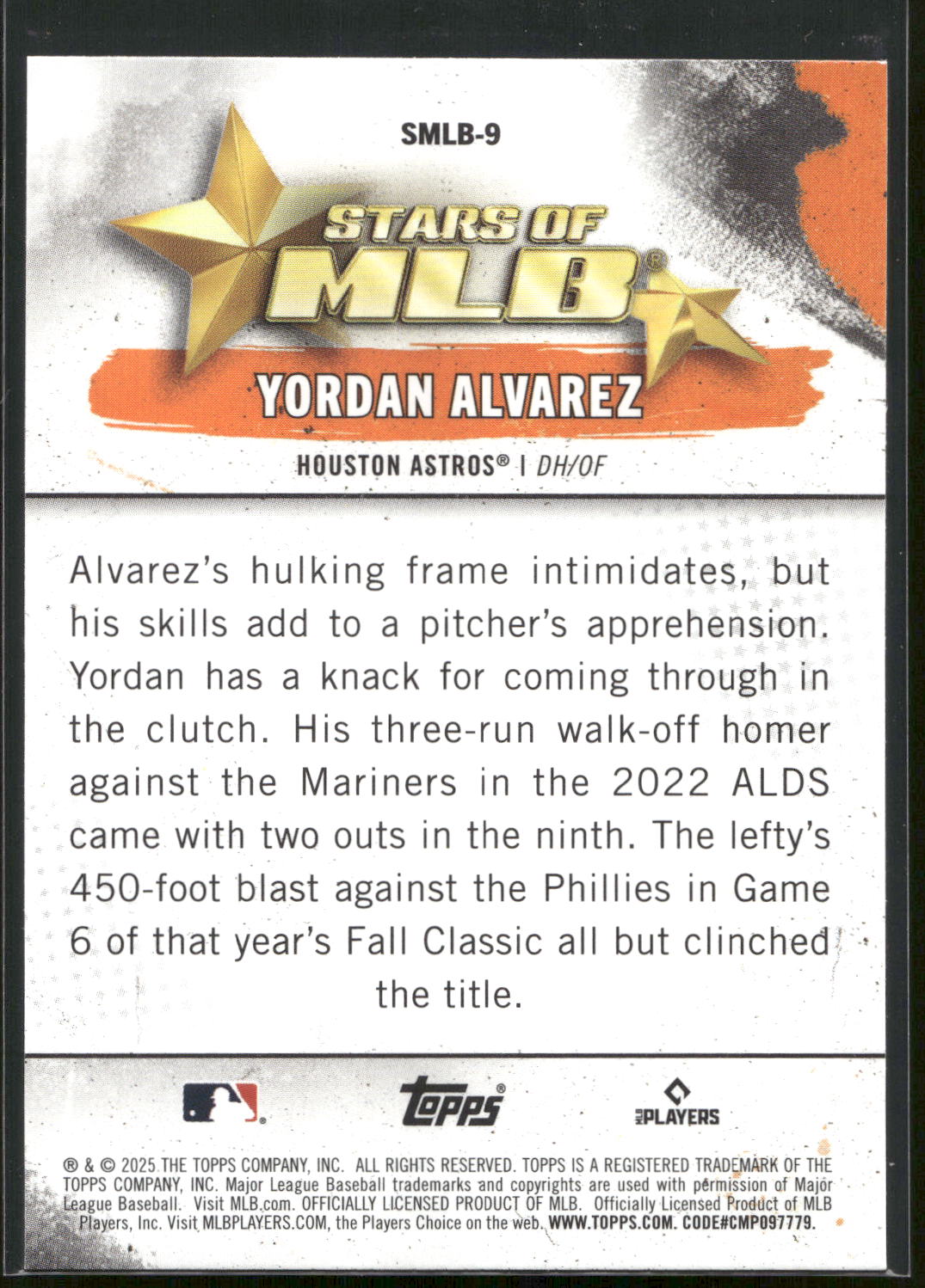 2025 Topps #SMLB-9 Yordan Alvarez Stars of MLB