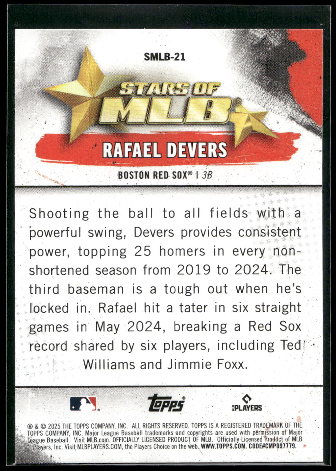2025 Topps #SMLB-21 Rafael Devers Stars of MLB