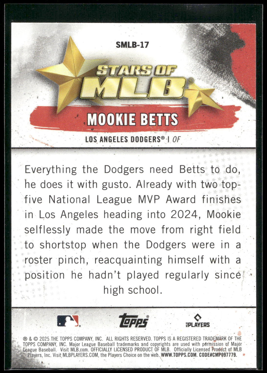 2025 Topps #SMLB-17 Mookie Betts Stars of MLB