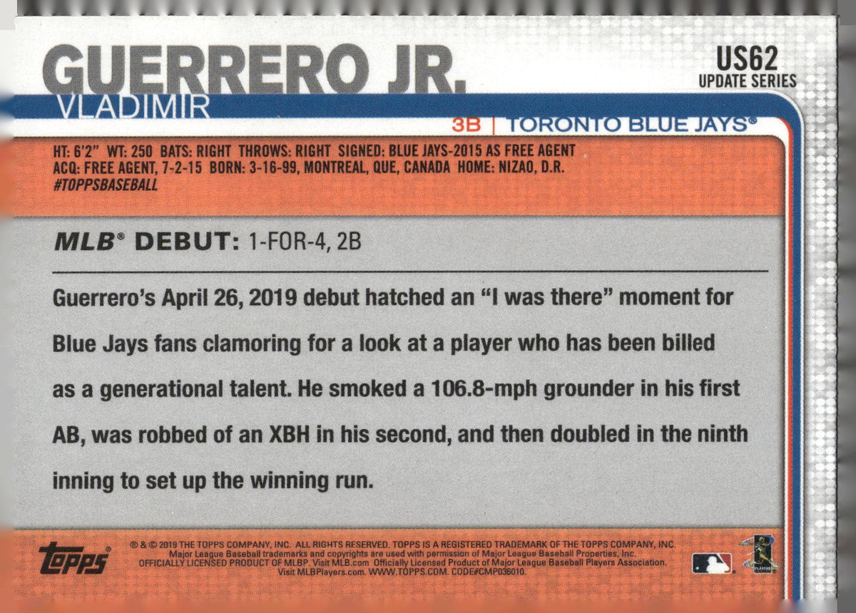 2019 Topps Update #US62 Vladimir Guerrero Jr.