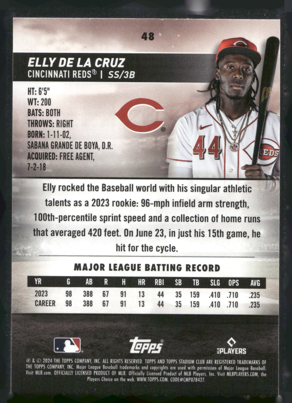 2024 Stadium Club #48 Elly De La Cruz