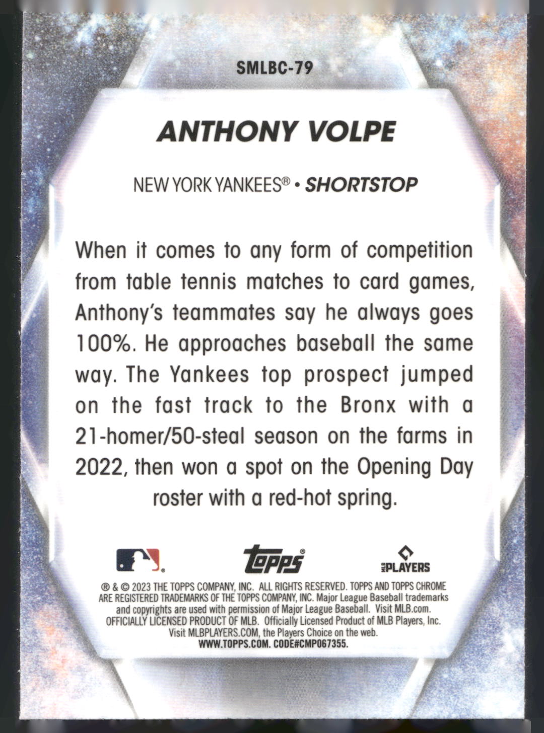 2023 Topps Update #SMLBC-79 Anthony Volpe Stars of MLB Chrome