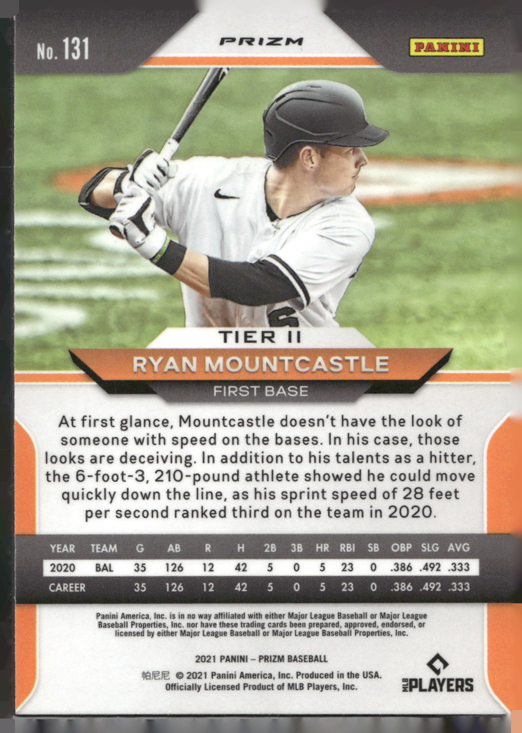 2021 Panini Prizm #131 Ryan Mountcastle Red/White/Blue Prizm