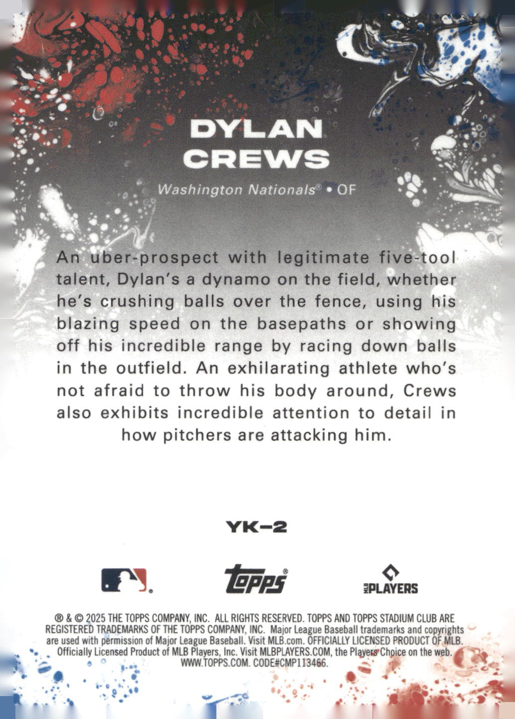 2025 Stadium Club #YK-2 Dylan Crews Yours for the Taking