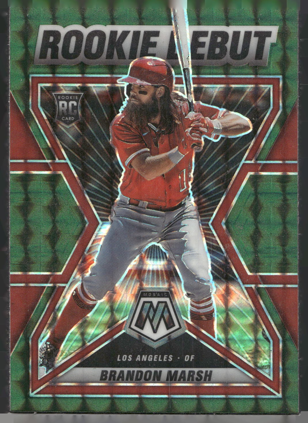2022 Panini Mosaic #RD-3 Brandon Marsh Rookie Debut Green Mosaic