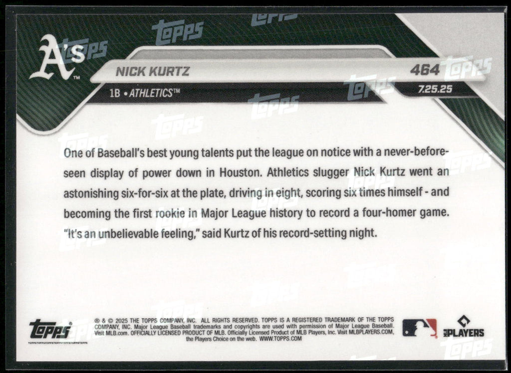2025 Topps Now #464 Nick Kurtz