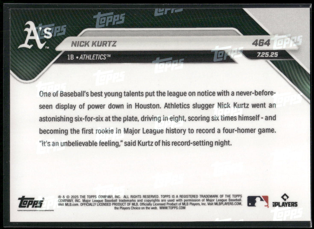 2025 Topps Now #464 Nick Kurtz