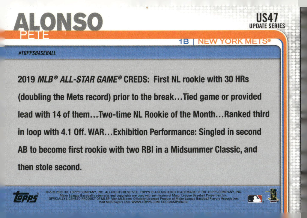 2019 Topps Update #US47 Pete Alonso