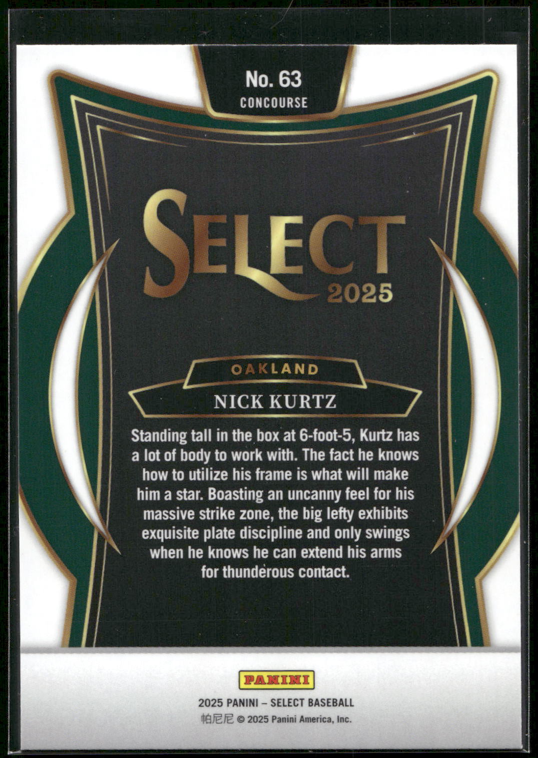 2025 Panini Select #63 Nick Kurtz