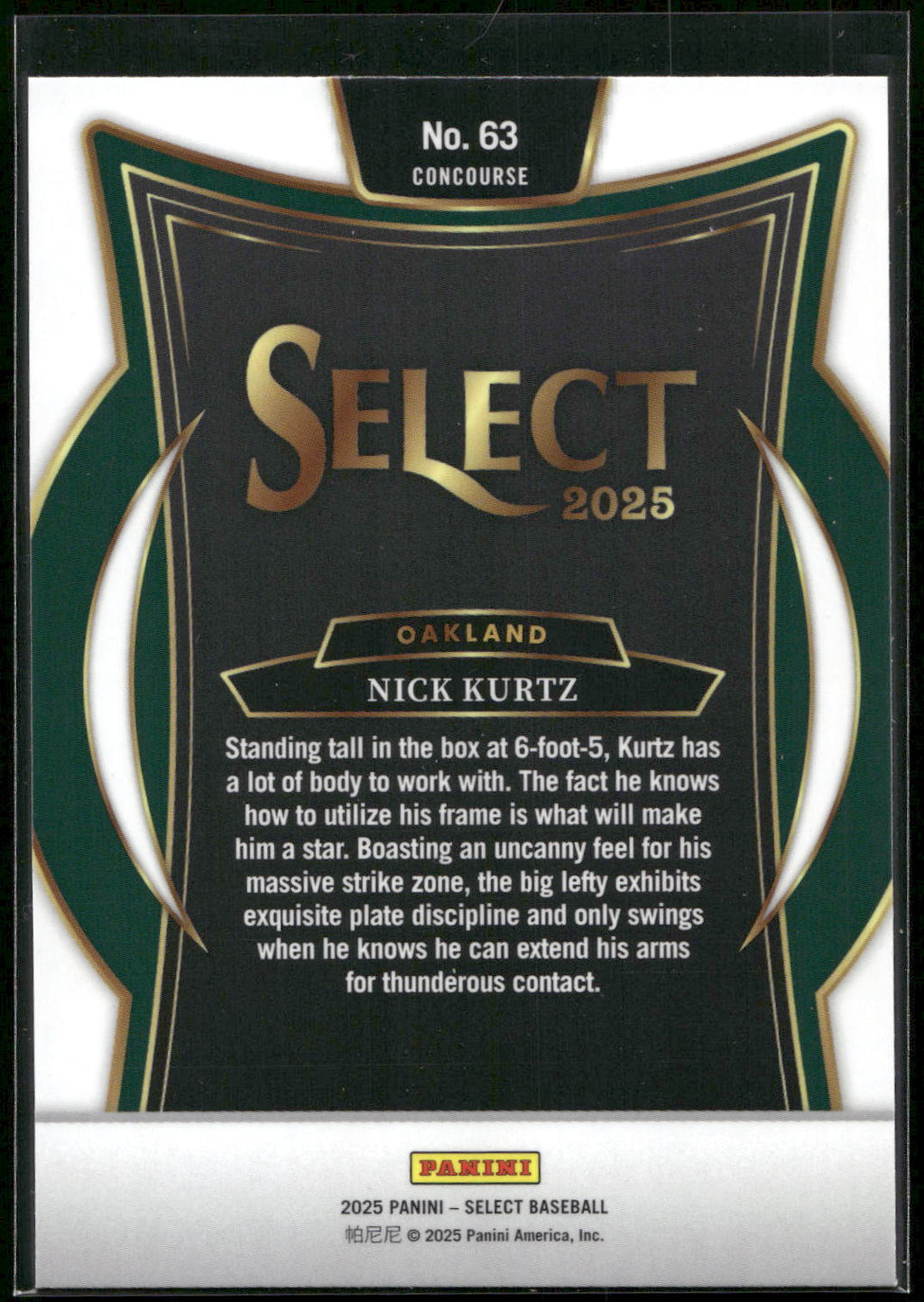 2025 Panini Select #63 Nick Kurtz
