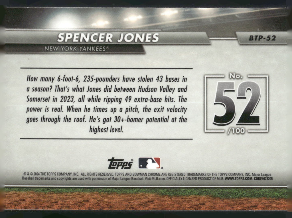 2024 Bowman #BTP-52 Spencer Jones Bowman Scouts' Top 100