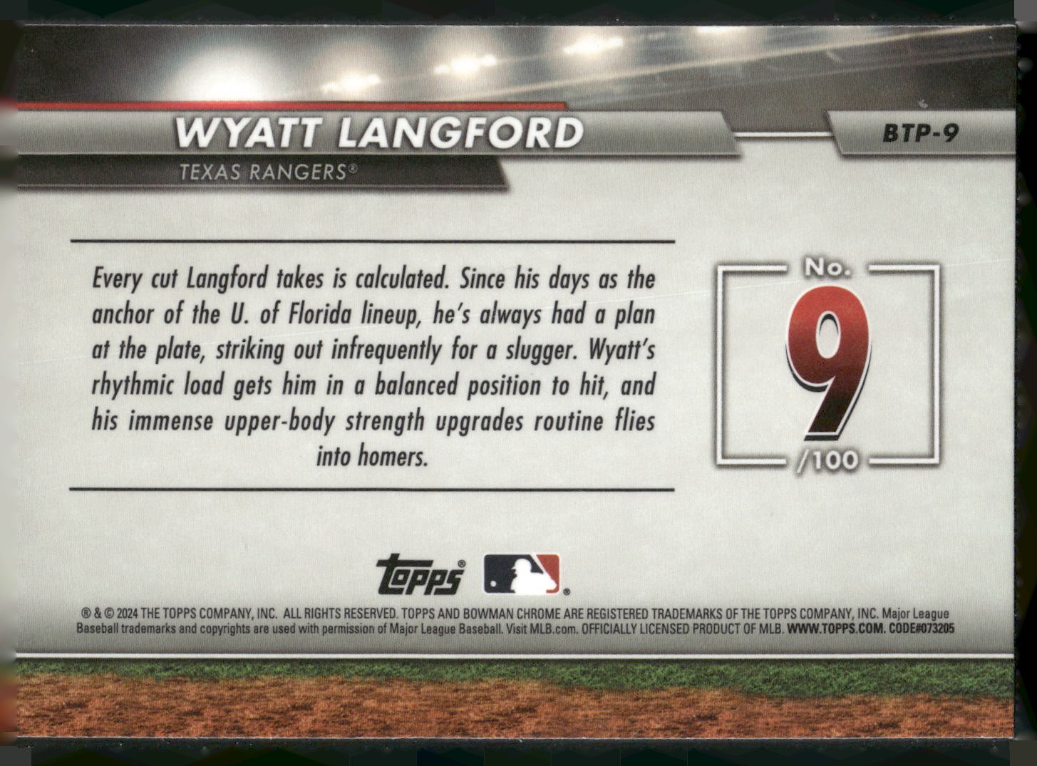2024 Bowman #BTP-9 Wyatt Langford Bowman Scouts' Top 100