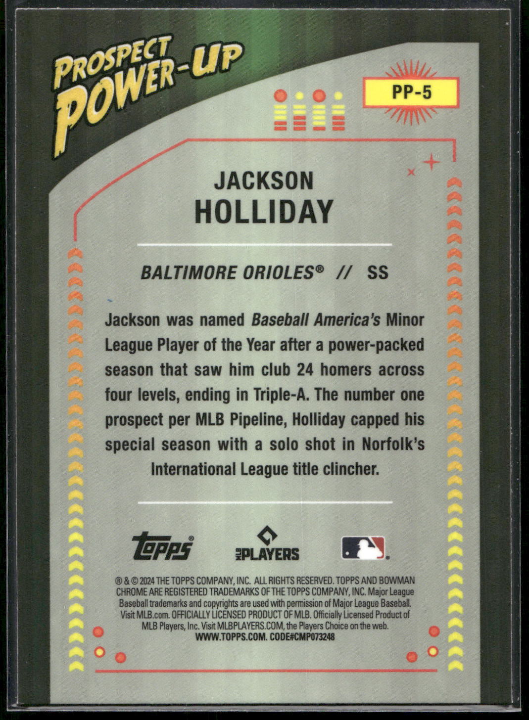 2024 Bowman #PP-5 Jackson Holliday Prospect Power-Up